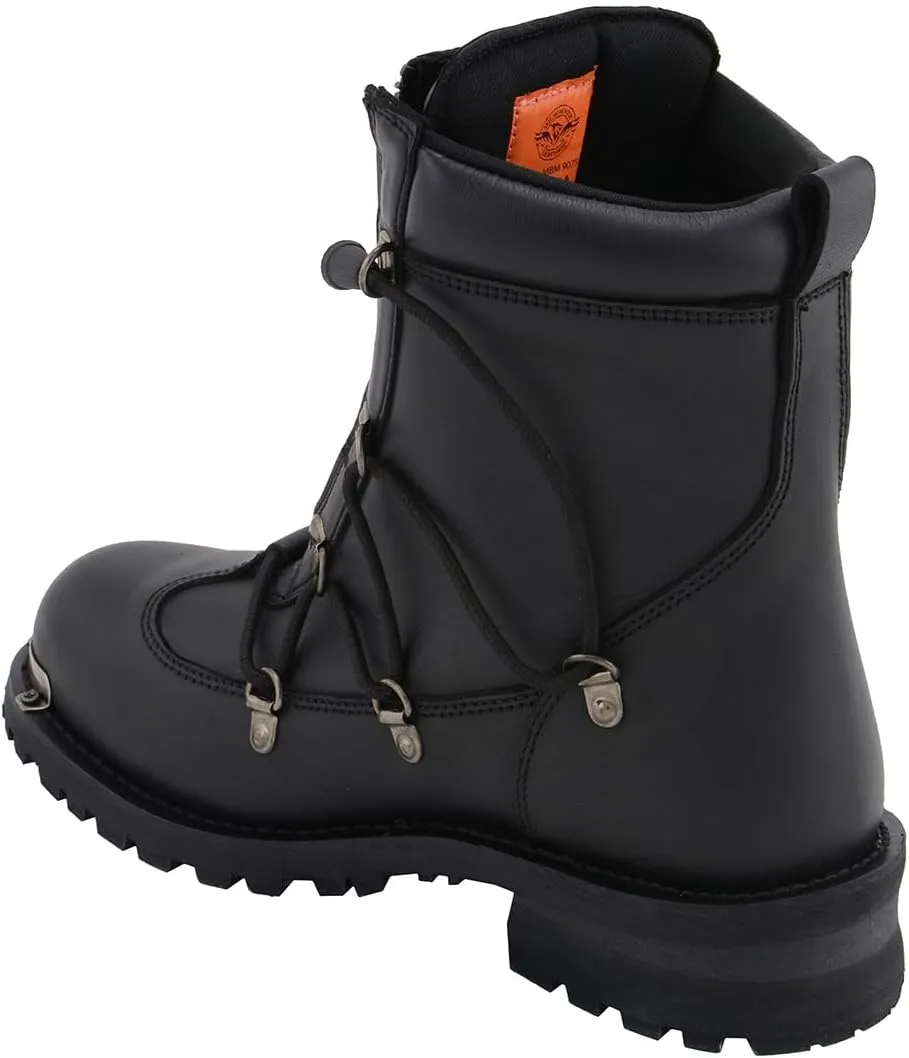 Milwaukee Leather Men's Black Smooth Plain Motorcycle Leather Boots - 8.5