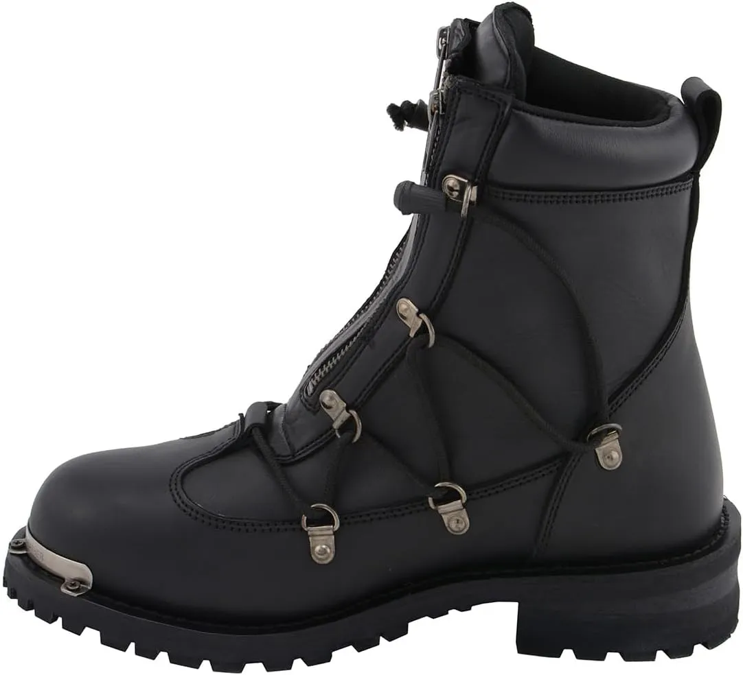 Milwaukee Leather Men's Black Smooth Plain Motorcycle Leather Boots - 8.5