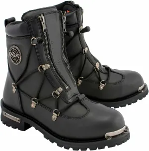 Milwaukee Leather Men's Black Smooth Plain Motorcycle Leather Boots - 8.5