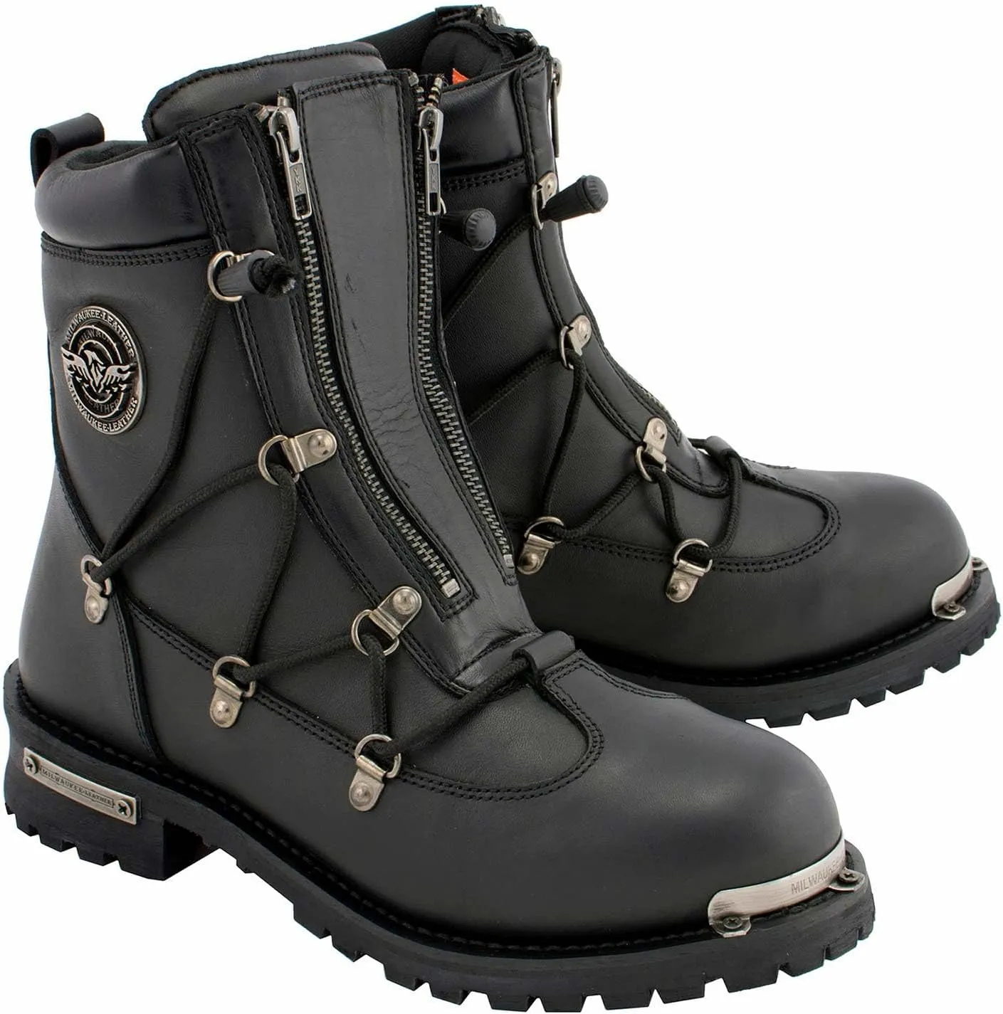 Milwaukee Leather Men's Black Smooth Plain Motorcycle Leather Boots - 8.5
