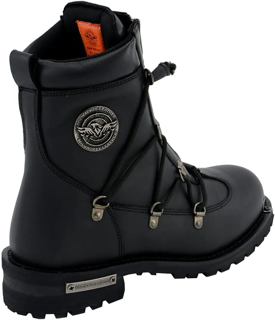 Milwaukee Leather Men's Black Smooth Plain Motorcycle Leather Boots - 8.5