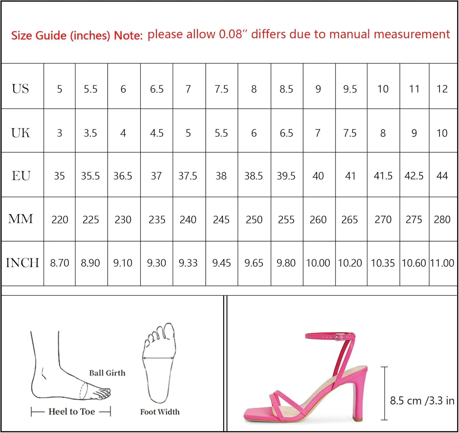 Modatope Womens Sandals Square Open Toe Chunky High Heels Strappy Ankle Strap Sandals Comfort Dress Party Shoes