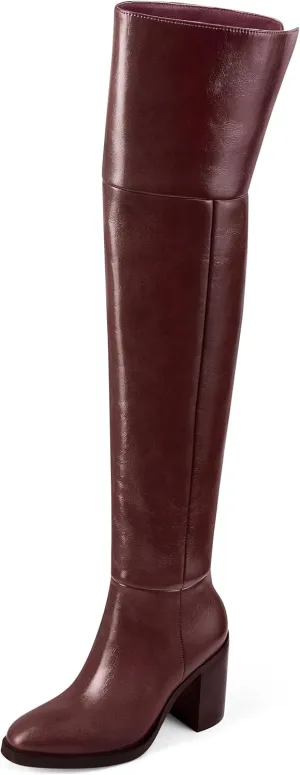 MUCCCUTE Thigh High Boots for Women Over The Knee Boots with Chunky Heels Pull On Wide Calf Boots for Women, Stylish and Comfy