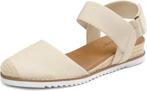 mysoft Women's Low Wedge Sandals Comfortable Closed Toe Espadrilles Slip on Elastic Ankle Strap Walking Sandals