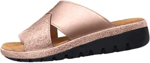 Non-Slip Wedge Sandals for Women Summer Casual Colorblock Cross Strap Slip-on Slippers Comfortable Open Toe Outdoor Home Beach Shoes Flip Flops