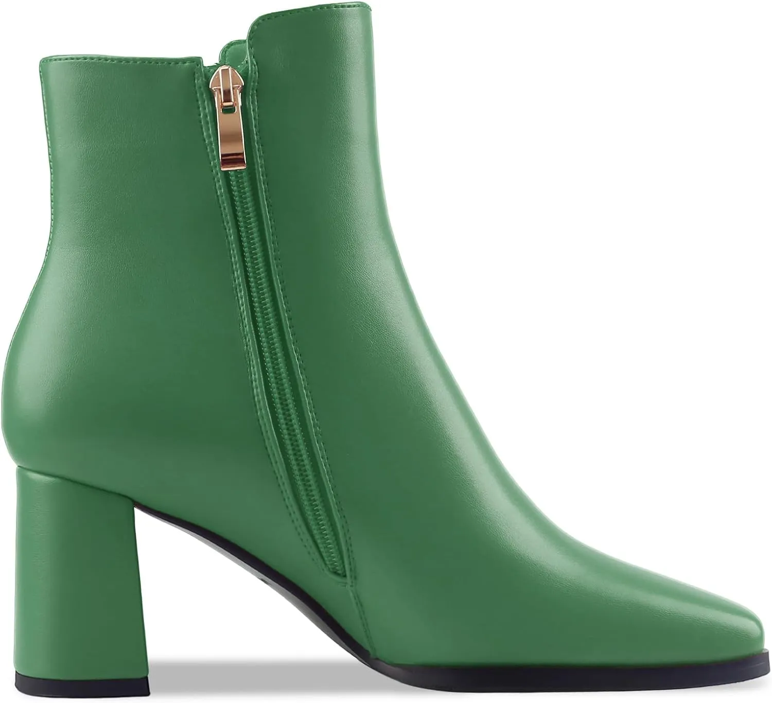 Oh Mispares Women's Chunky Heel Ankle Booties Square Toe Short Block Boots Heeled Shoes Side Zipper Comfortable Closed Toe Heels for Ladies Girls 3 Inches