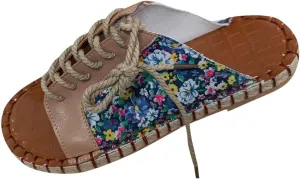oiangi Beach Sandals for Women Flat Slippers Casual Summer Floral Print Open Toe Hemp Rope Straps Lace Up Platform Shoes Comfortable Slide Sandalias