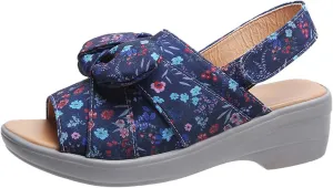 oiangi Bow Platform Sandals for Women Casual Summer Fish Mouth Open Toe Slingback Slipper Solid Comfortable Hook-and-Loop Beach Shoes Sandalias