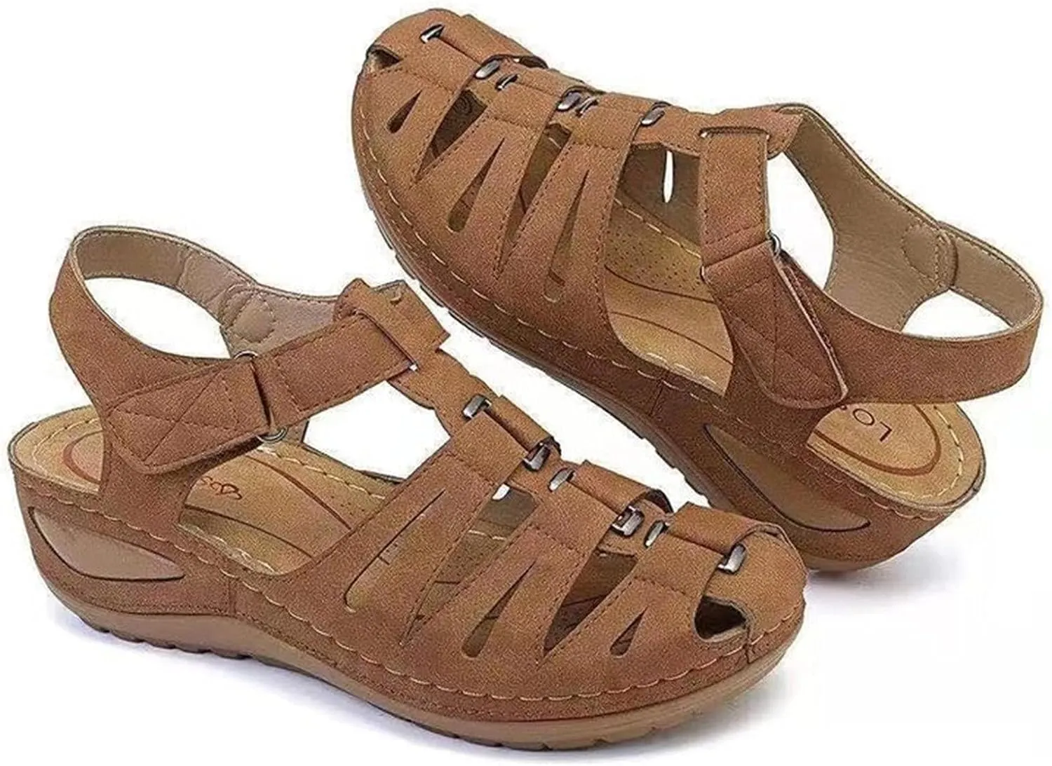 oiangi Sandals Shoes for Women,Fashion Ankle Strap Casual Outdoor Hollow Wedge Shoes Sandals