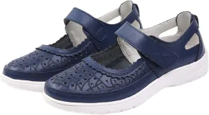 oiangi Summer Sandals for Women Fashion Casual Closed Toe Hollow Hole Hook and Loop Wedge Sandals Solid Comfortable Breathable Carved Flower Nurse Shoes