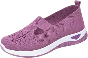 Orthopedic Walking Shoes for Women Woven Breathable Arch Support Soft Sole Shoe Mesh Slip On Diabetic Sneakers