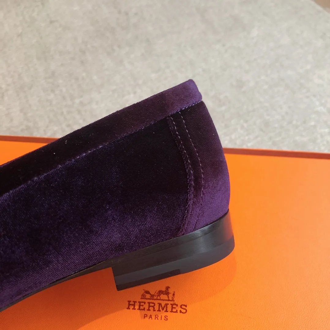 Paris Loafer Purple Velvet Fabric With Silver Signature Buckle 509394
