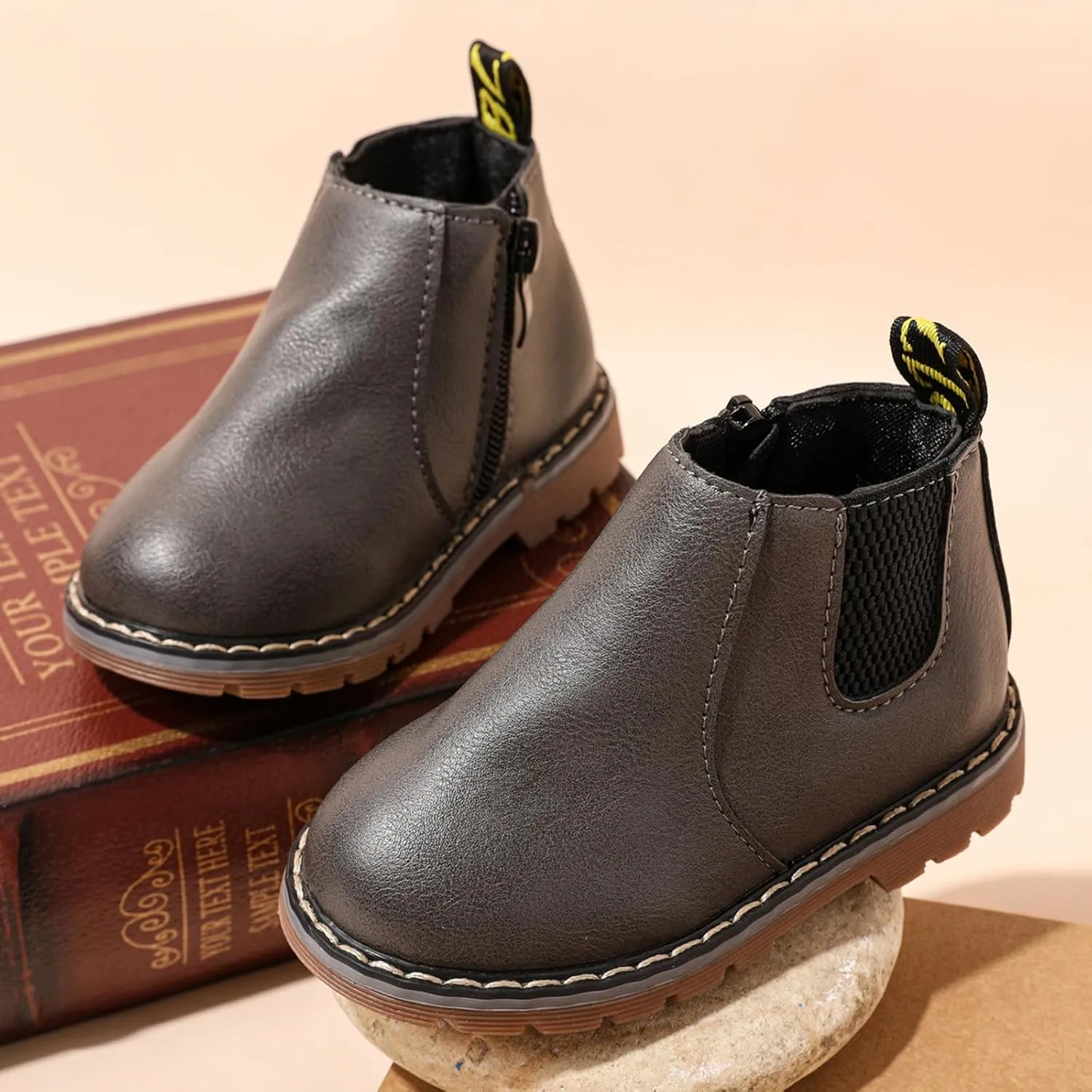 PATPAT Boys Girls Boots Waterproof Lace Up Kids Cowboy Boots Toddler Boots With Side Zipper for Toddler/Little Kid/Big Kid