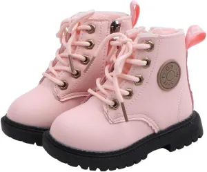 PATPAT Boys Girls Boots Waterproof Lace Up Kids Cowboy Boots Toddler Boots With Side Zipper for Toddler/Little Kid/Big Kid