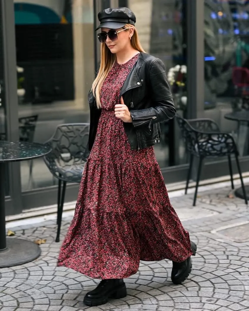 PRETTYGARDEN Women's Summer Casual Short Flutter Sleeve Round Neck Smocked Waist Tiered Boho Floral Flowy Maxi Dress