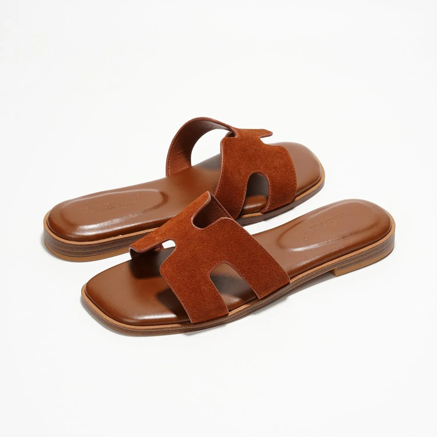 Project Cloud Genuine Leather Summer Sandals for Women 2025 - Comfortable Memory Foam Insole Slides and Non Slip Fashion Flat Womens Sandals (Jannel)