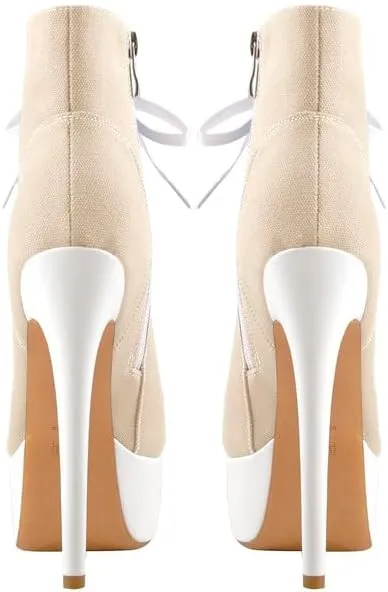 Richealnana Women's Cavans Platform Lace Up Stiletto Heel Fashion Sneaker Boots