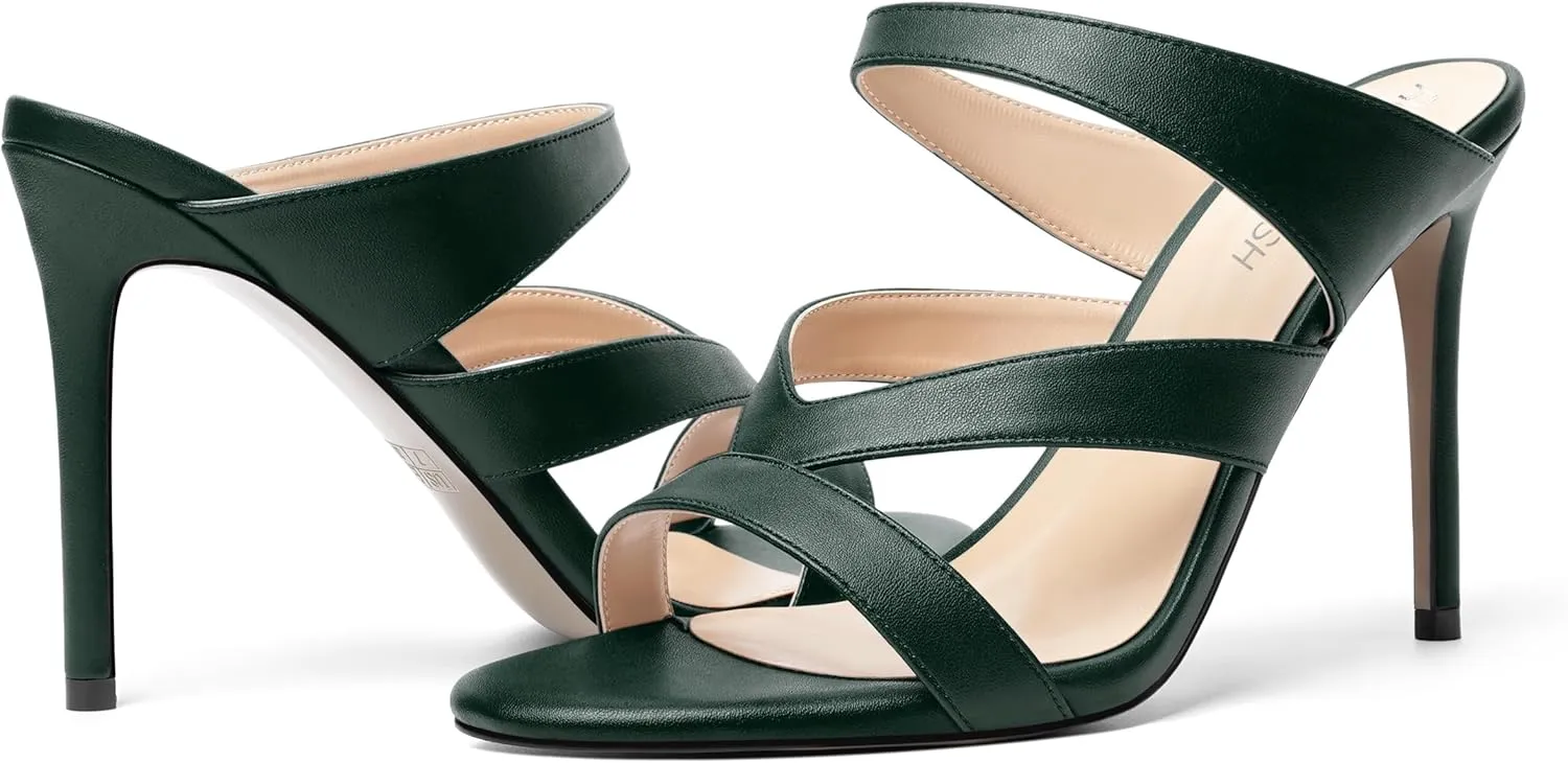 ROSERWISH Womens Night Club Open Toe Fashion Sexy Matte Slip On Stiletto High Heel Heeled Sandals 4 Inch