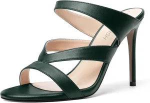 ROSERWISH Womens Night Club Open Toe Fashion Sexy Matte Slip On Stiletto High Heel Heeled Sandals 4 Inch