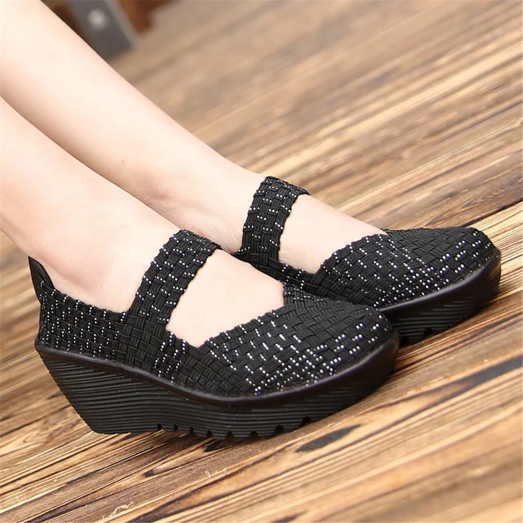 Ruiatoo Women's Platform Wedge Sandals Comfortable Walking Shoes Woven Pumps Mary Jane Shoes
