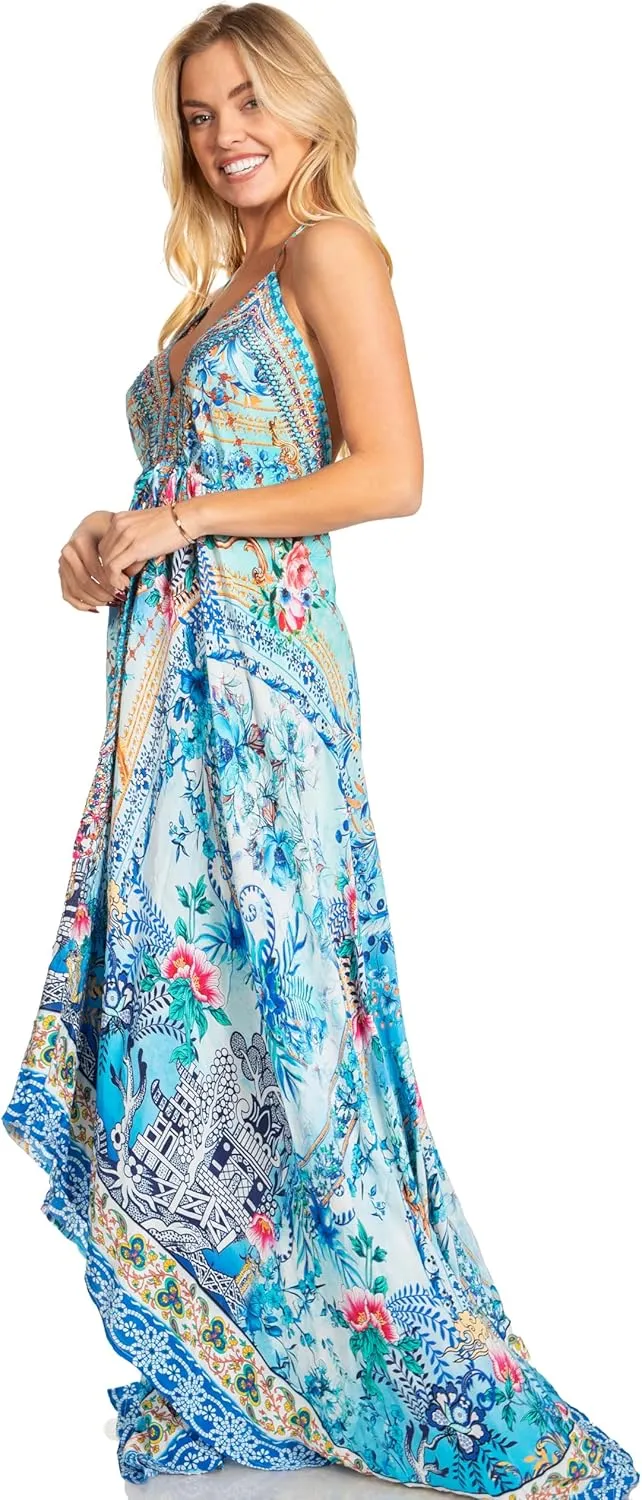 Sakkas Lizi 2025 Womens Maxi High-Low Halter Handkerchief Long Dress Beach Party