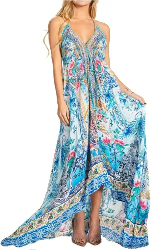 Sakkas Lizi 2025 Womens Maxi High-Low Halter Handkerchief Long Dress Beach Party