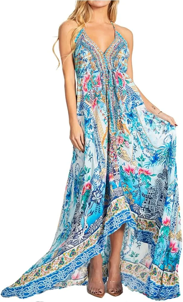 Sakkas Lizi 2025 Womens Maxi High-Low Halter Handkerchief Long Dress Beach Party