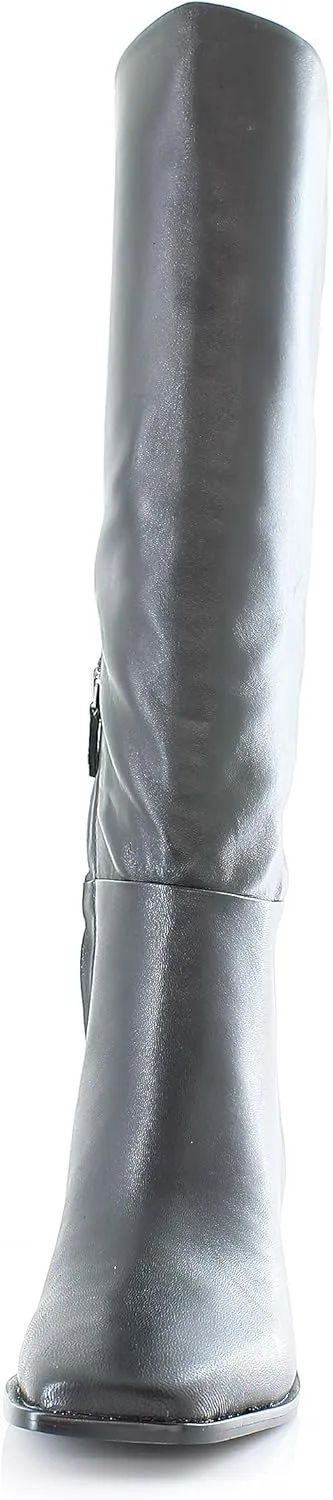 Sam Edelman Wade Stacked Heel Square Toe Retro Wide Calf Knee High Fashion Boots