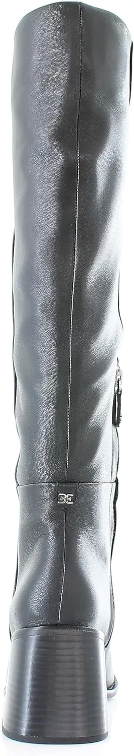 Sam Edelman Wade Stacked Heel Square Toe Retro Wide Calf Knee High Fashion Boots