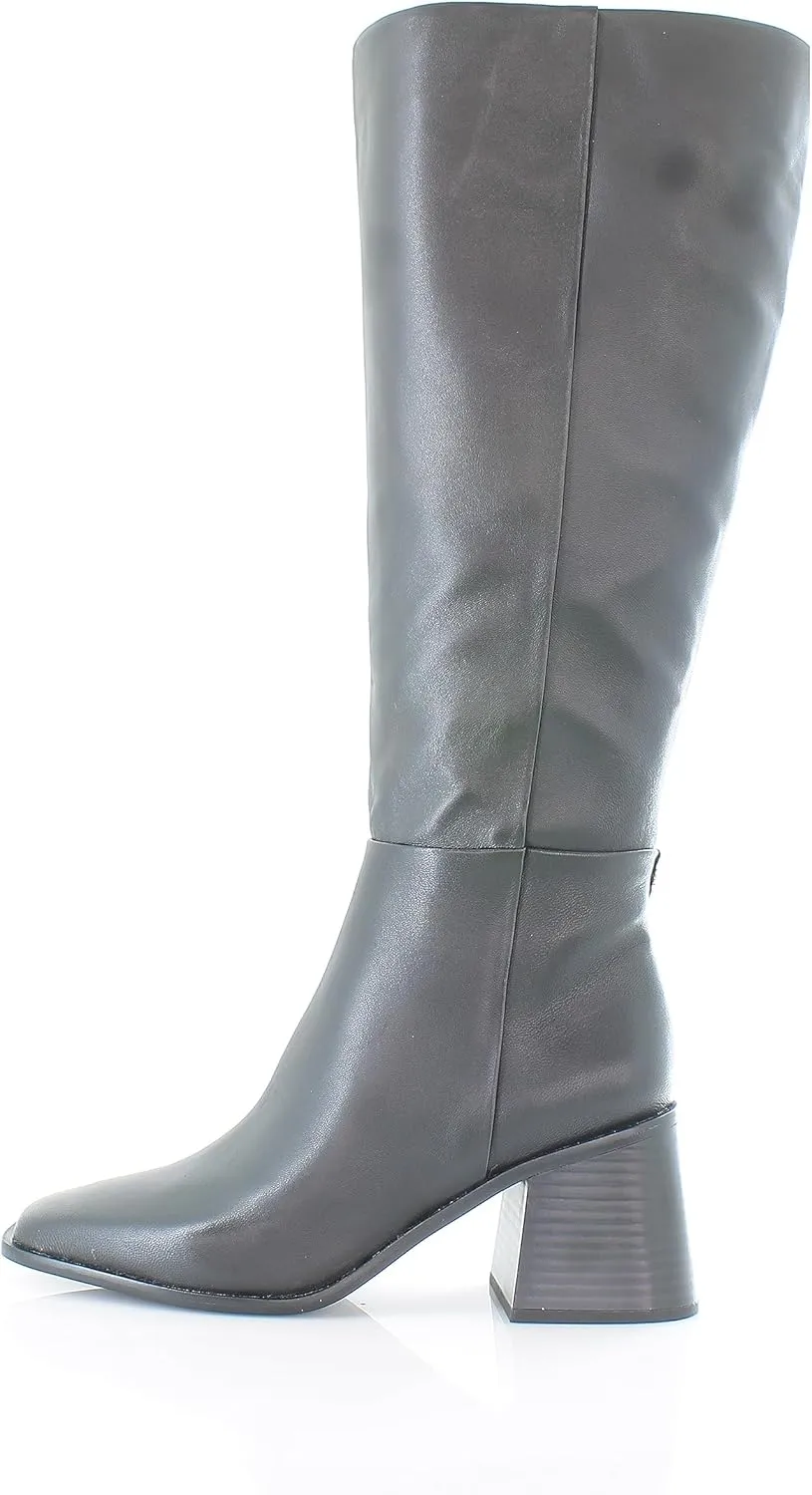 Sam Edelman Wade Stacked Heel Square Toe Retro Wide Calf Knee High Fashion Boots