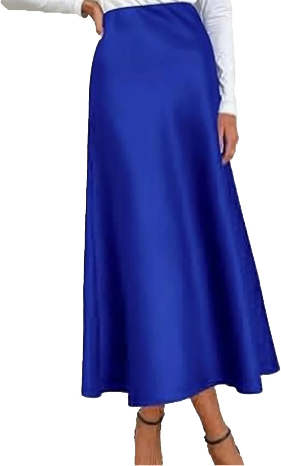 SEMATOMALA 2025 Women Long Satin Spring Summer Skirt Silk Elegant High Waist Cocktail Party Wedding Flared Midi Skirts