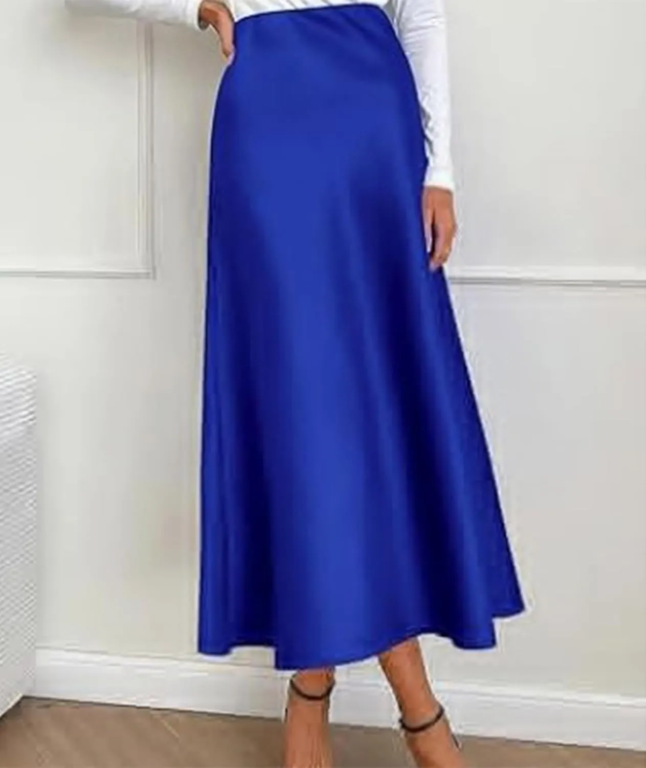 SEMATOMALA 2025 Women Long Satin Spring Summer Skirt Silk Elegant High Waist Cocktail Party Wedding Flared Midi Skirts