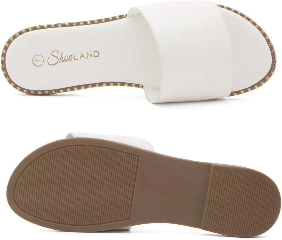 Shoe Land Women’s Flat Sandals 2025 – Comfortable Slide Sandals with Cushioned Footbed | Dressy Open Toe Summer Sandals for Beach, Travel & Everyday