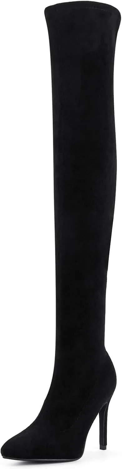 Shoe'N Tale Women Over The Knee High Stretchy Leather Thigh High Snow Boots