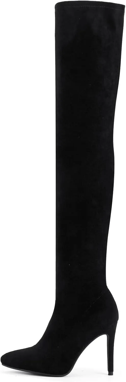 Shoe'N Tale Women Over The Knee High Stretchy Leather Thigh High Snow Boots