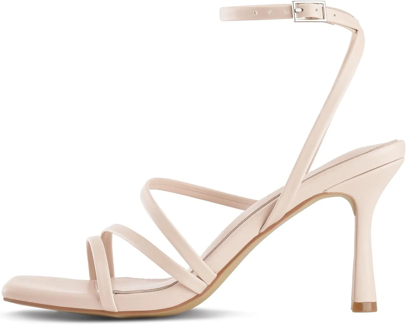 Shoe'N Tale Women's Strappy Heels Stilettos Sandals High Heel Ankle Buckle Square Toe Dress Shoes