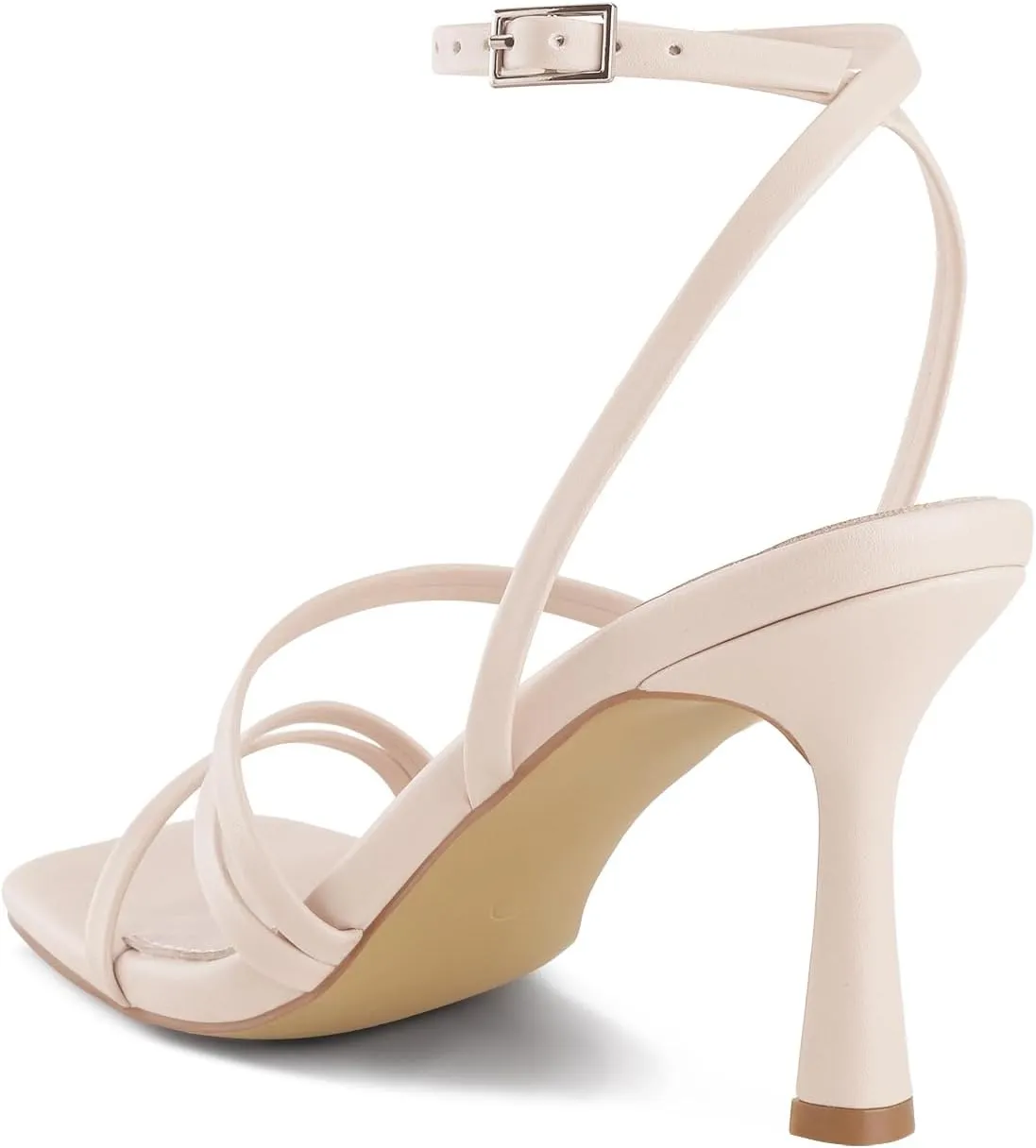 Shoe'N Tale Women's Strappy Heels Stilettos Sandals High Heel Ankle Buckle Square Toe Dress Shoes
