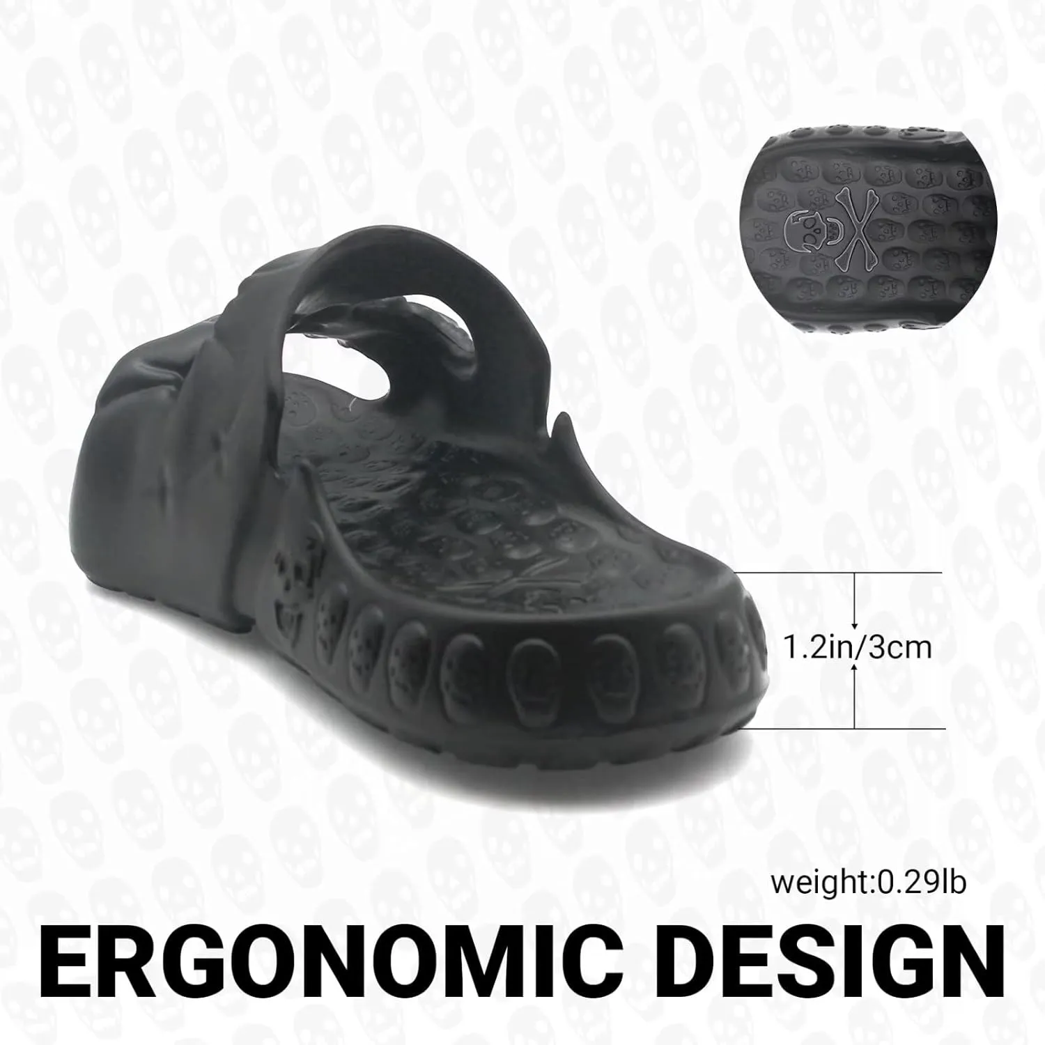 Skull Slide Sandals for Women Men Anti-Slip Cushioned Slippers EVA Thick Soft Slides Open Toe Slide on Indoor Outdoor Beach Pool Sandals