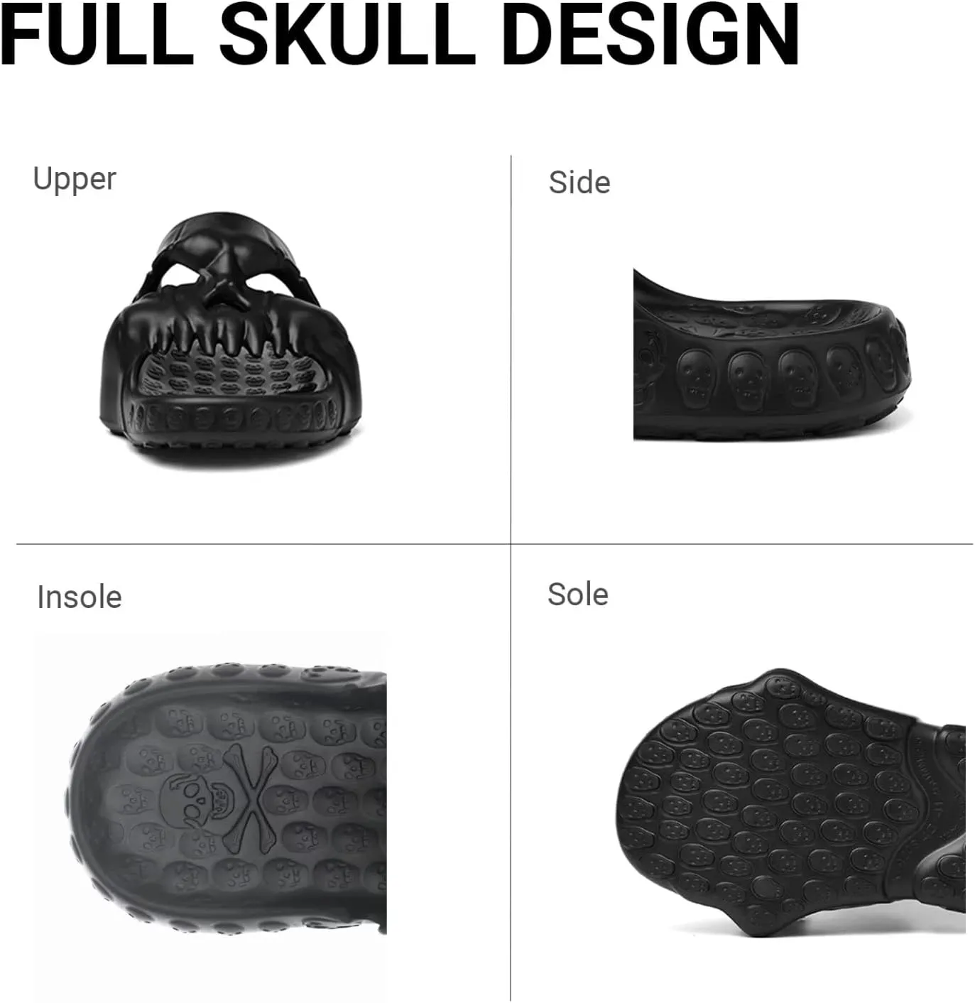 Skull Slide Sandals for Women Men Anti-Slip Cushioned Slippers EVA Thick Soft Slides Open Toe Slide on Indoor Outdoor Beach Pool Sandals