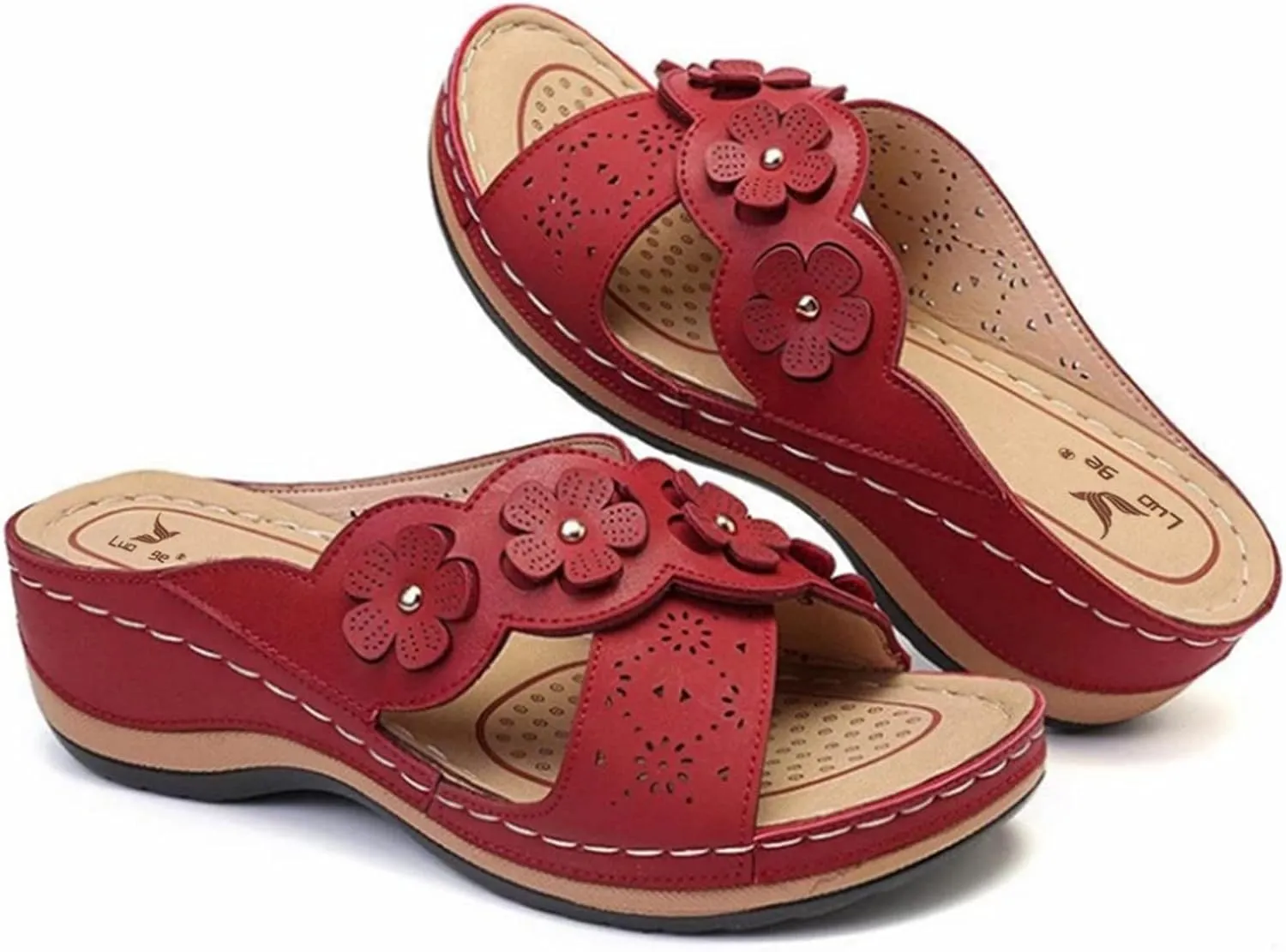 Slip On Wedges Sandals for Women Arch Support Cushioned Slides Summer Beach Slippers Versatile Dressy Shoes
