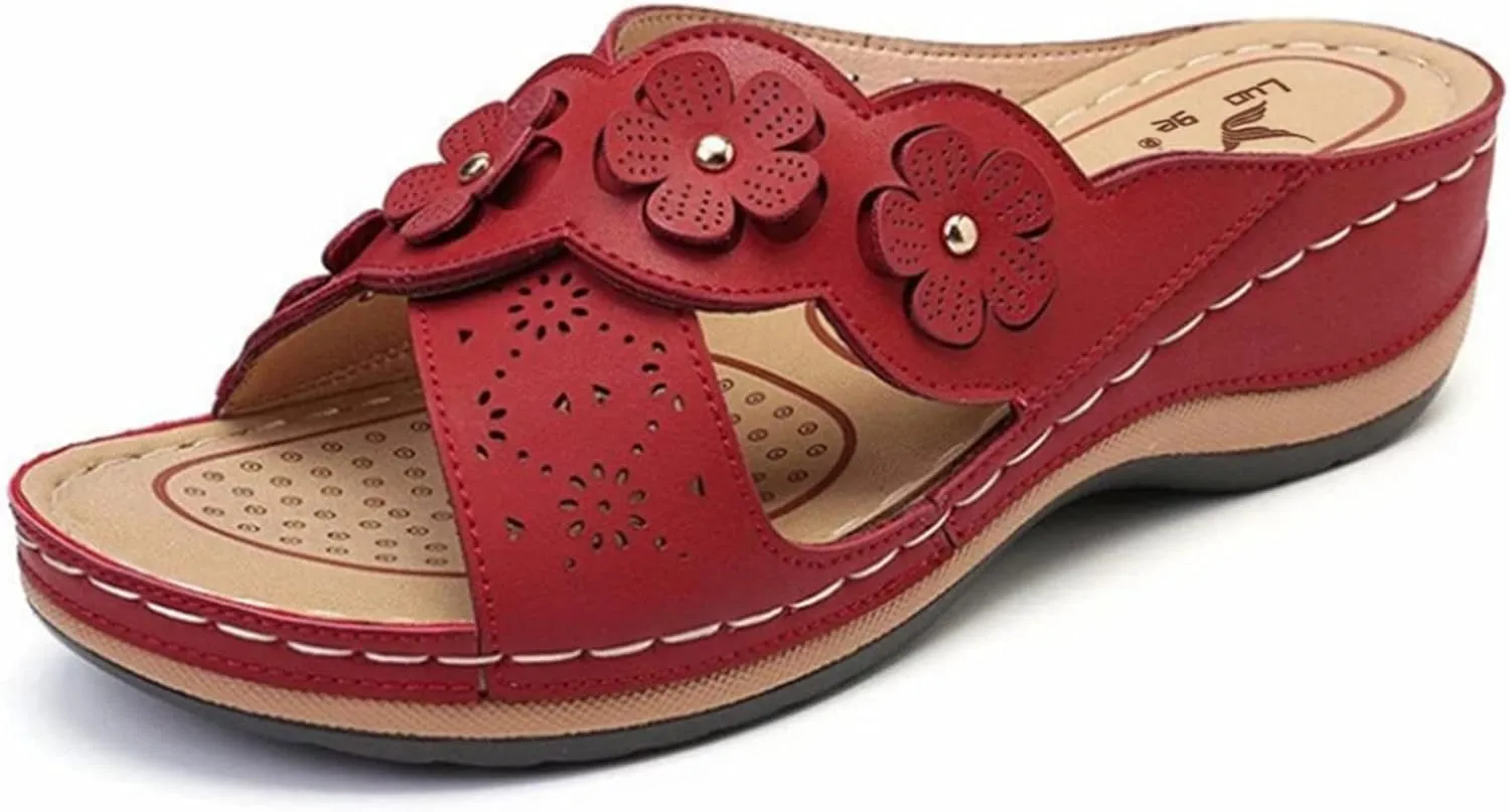 Slip On Wedges Sandals for Women Arch Support Cushioned Slides Summer Beach Slippers Versatile Dressy Shoes
