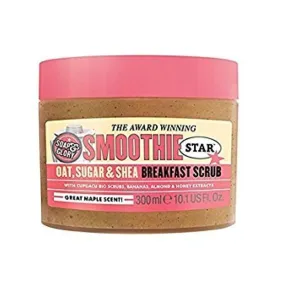 Soap & Glory Smoothie Star Exfoliating Body Scrub - Buff & Smooth Skin - Almond & Caramel Scented Vegan Body Polish - Brightening Scrub with Honey Extract   Sweet Almond Oil (300ml)