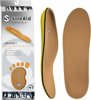 SoleAid I Performance Insole, Neutral Height Semi-Flex Arch Support Orthotic for Plantar Fasciitis Relief, Shock Absorbing, Anti-Fatigue, All Day Comfort Shoe Insert (Women 9-9.5 / Men 7-7.5)
