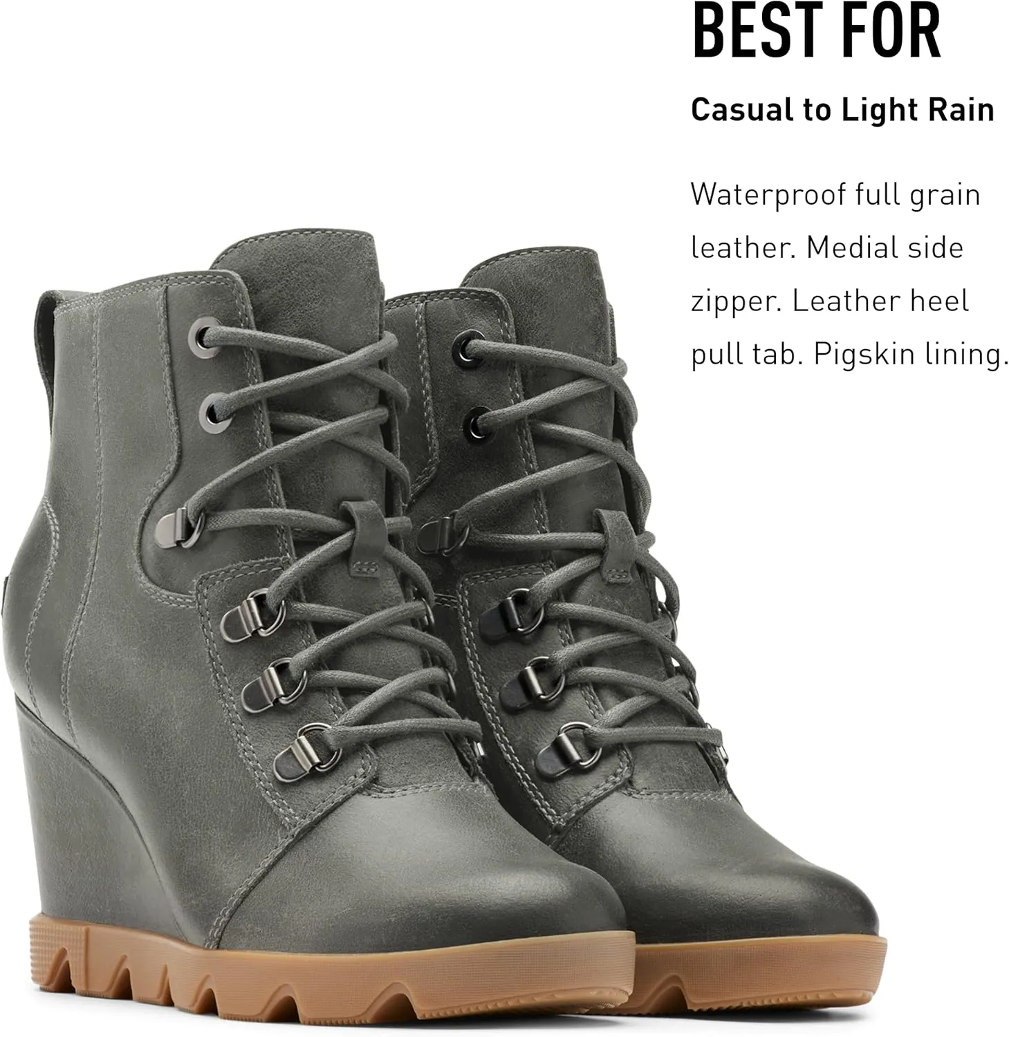 Sorel Women's Joan Uptown Lace Bootie — Waterproof Leather Wedge Boots