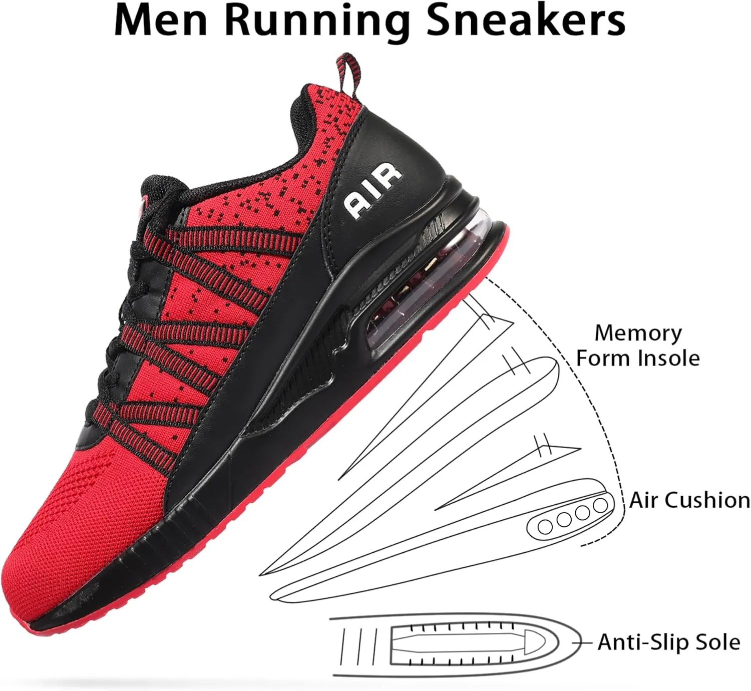 Soulsfeng Womens Air Cushion Running Shoes Lightweight Breathable Workout Tennis Walking Sneakers US 3.5-11.5