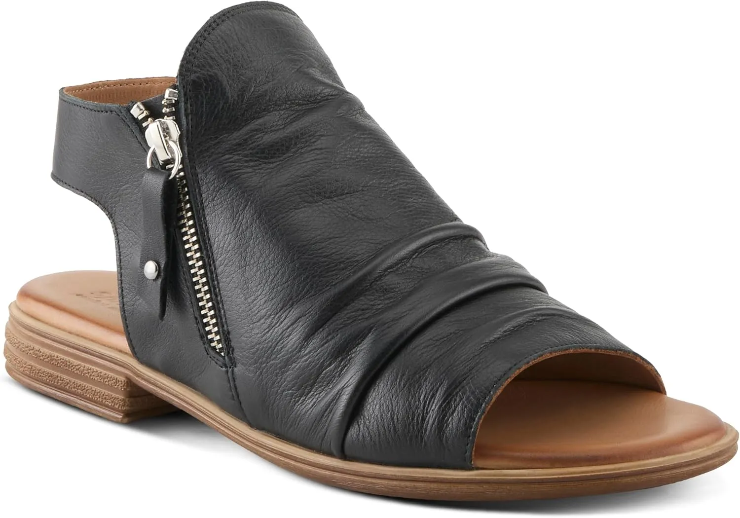 Spring Step Jalaya Women's Leather Sandals with Dual Zippers & Cushioned Sole