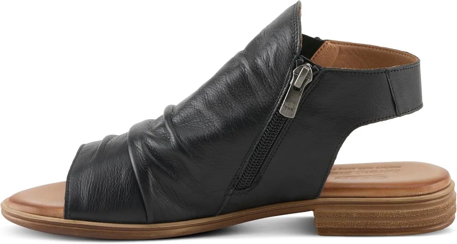 Spring Step Jalaya Women's Leather Sandals with Dual Zippers & Cushioned Sole