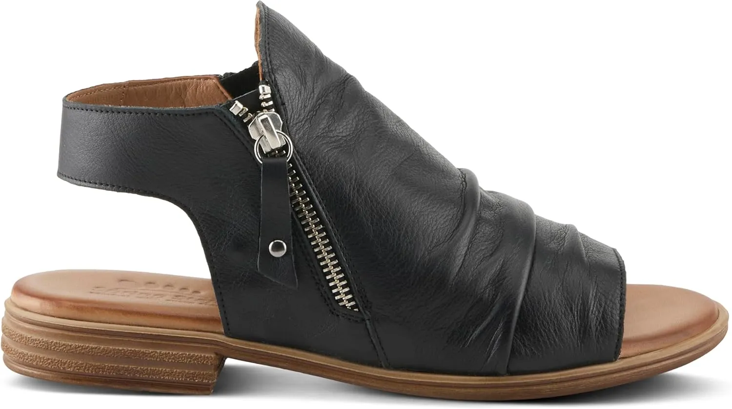 Spring Step Jalaya Women's Leather Sandals with Dual Zippers & Cushioned Sole