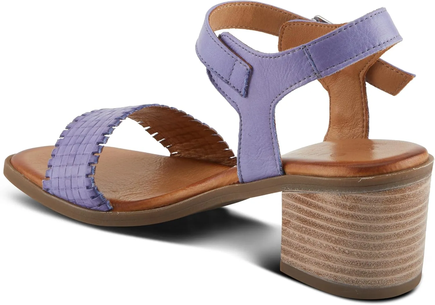 Spring Step NIFONA Women's Embossed Leather Sandals with Cushioned Footbed and Stacked Heel