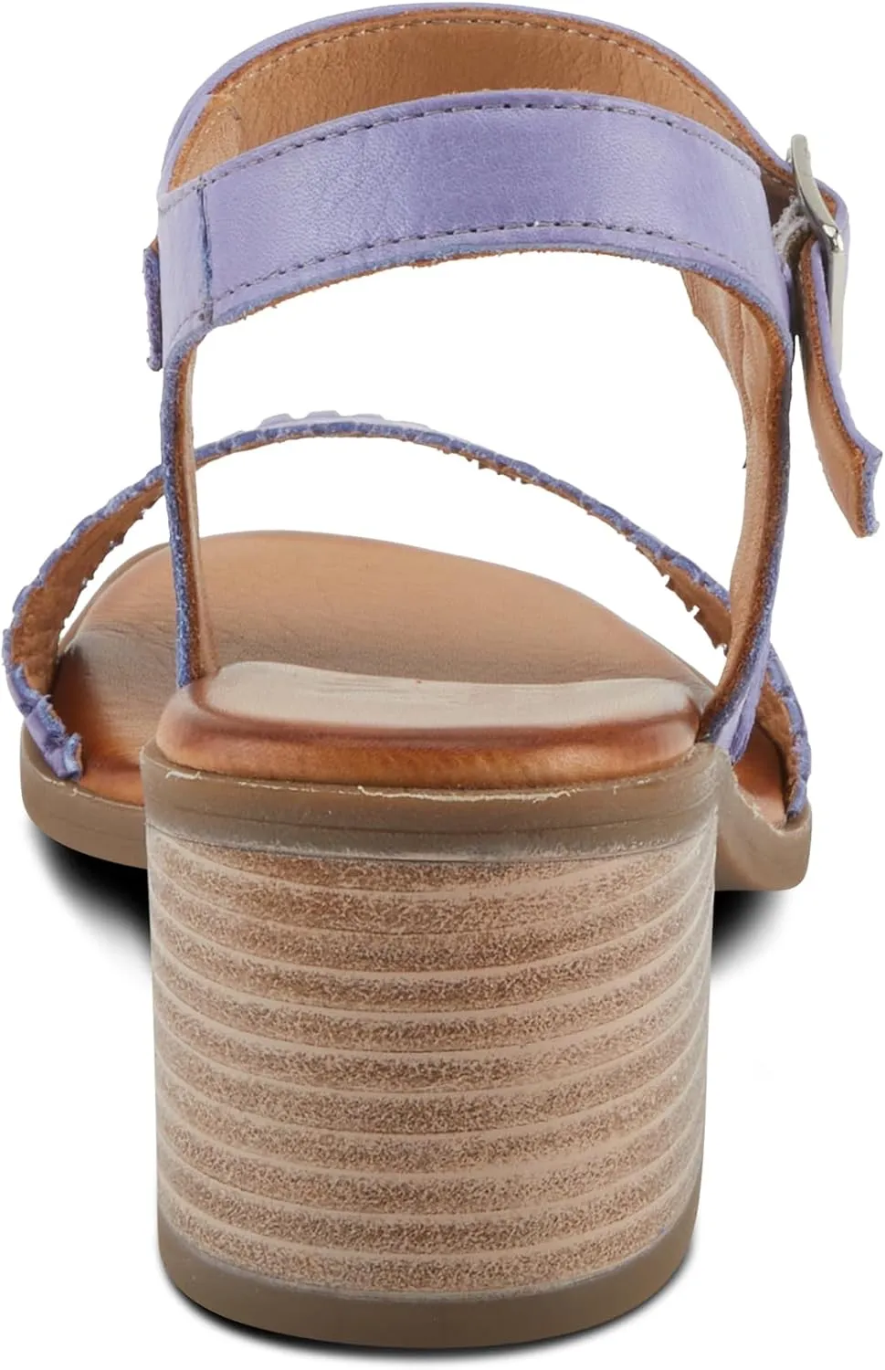 Spring Step NIFONA Women's Embossed Leather Sandals with Cushioned Footbed and Stacked Heel